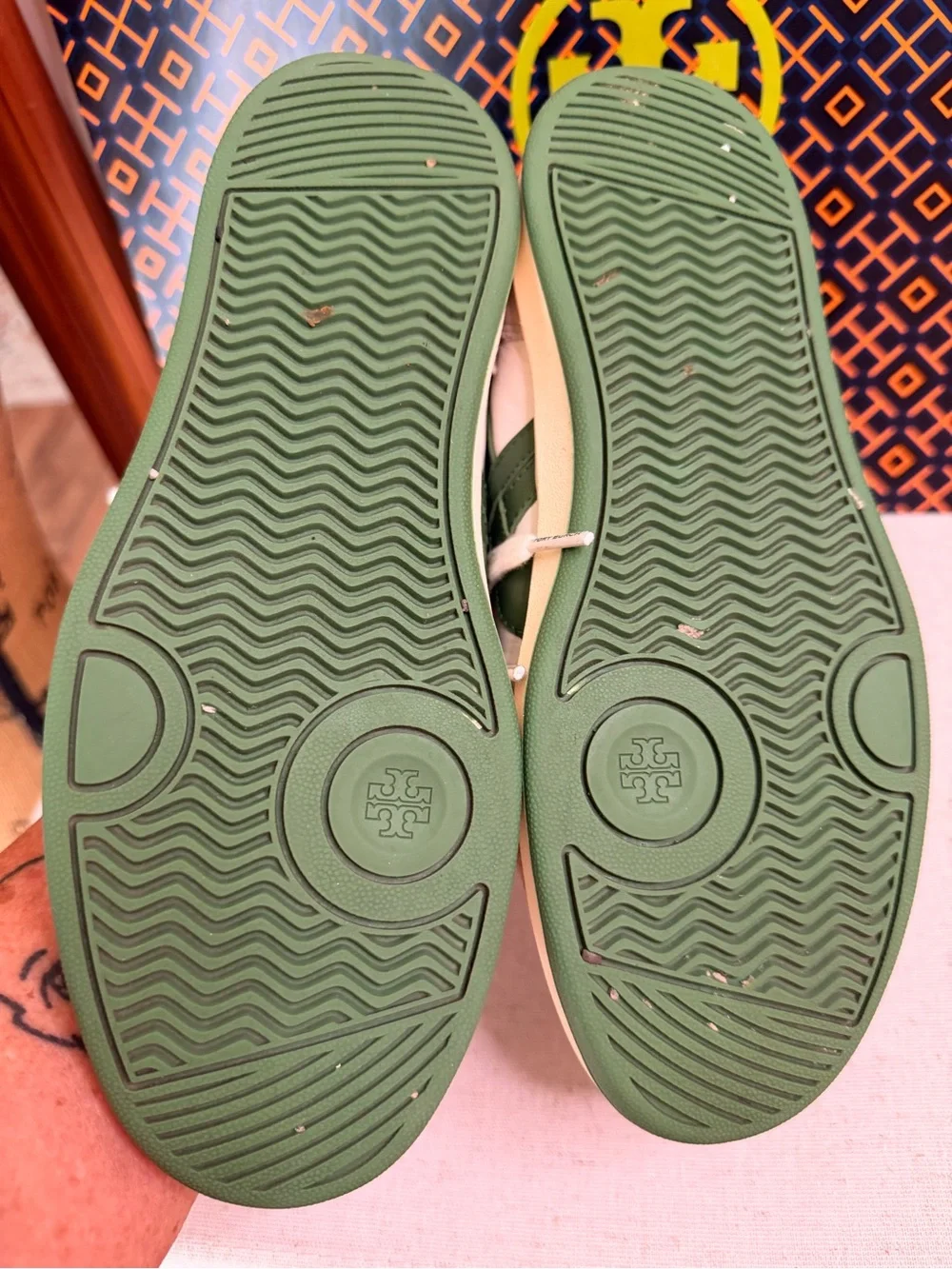 Tory Burch Women’s Low-Top Leather & Suede Sneakers — White & Green